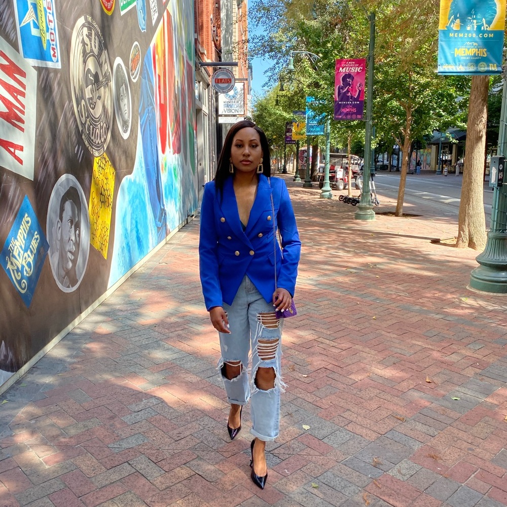 Missguided Blue Military Blazer